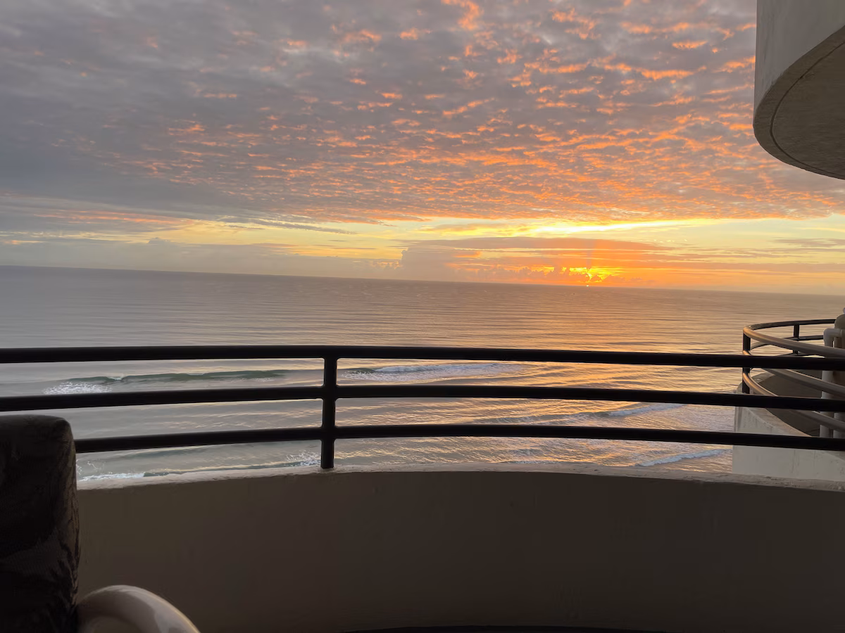 Sunrise over the Atlantic from the 12th floor balcony